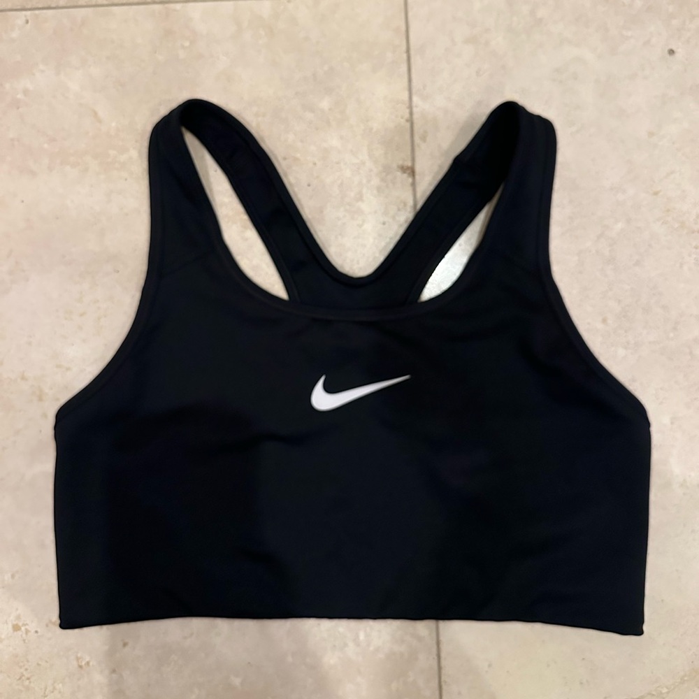 Nike Women's Black Sports Bra with White Logo